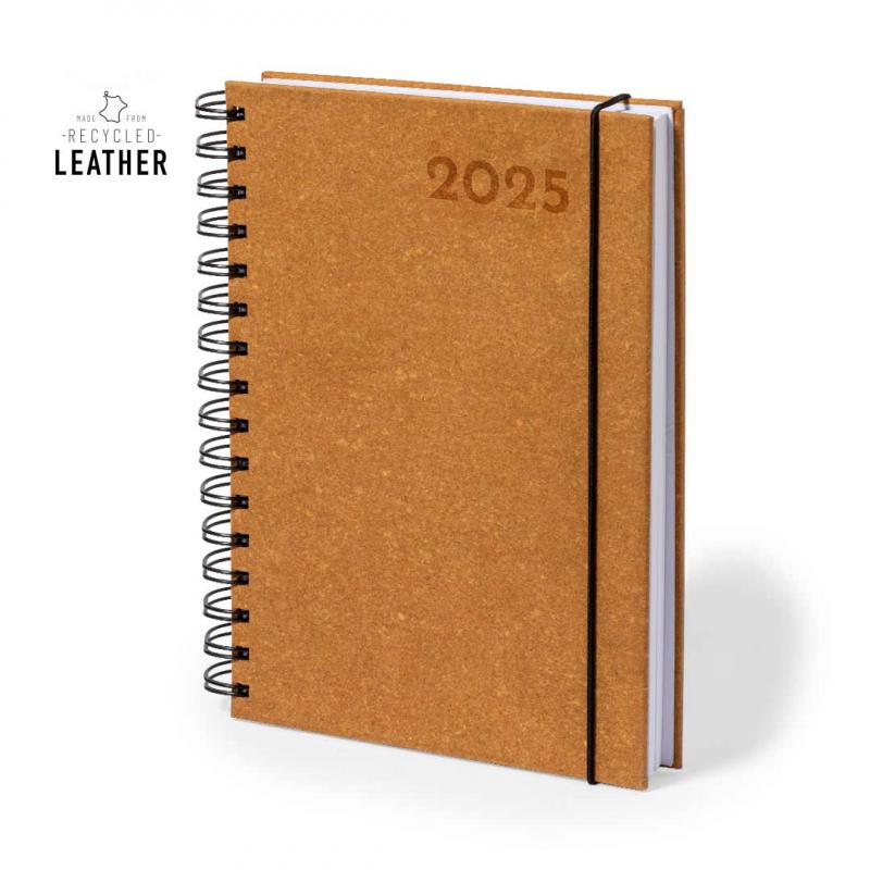 Agenda Torkix 2025 A5 de cuero con espiral D/P (PERSONALIZABLE)