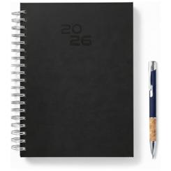 Agenda Wayrux 2026 A5 con espiral D/P color Negro (PERSONALIZABLE)