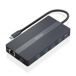 AISENS ASUC-12P017-GR base para portátil y replicador de puertos Alámbrico USB 3.2 Gen 1 (3.1 Gen 1) Type-C Gris