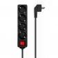 AISENS - BASE MULTIPLE 4 TOMAS CON INTERRUPTOR CON CABLE 3x1.5MM2, NEGRO, 1.4M