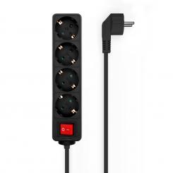 AISENS - BASE MULTIPLE 4 TOMAS CON INTERRUPTOR CON CABLE 3x1.5MM2, NEGRO, 1.4M