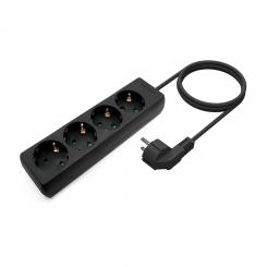 AISENS Base múltiple Regleta 4 tomas sin interruptor con cable 1.5mm negro, 1.4m
