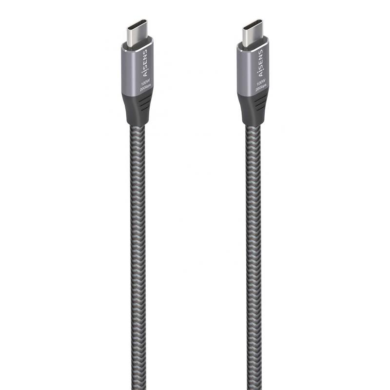 aisens-cable-usb-32-gen2x2-aluminio-20gbps-8k@30hz-5a-100w-e-mark-tipo-usb-c-m-usb-c-m-gris-30m