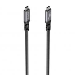 AISENS Cable USB4 Gen3x2 Aluminio 40Gbps 8K@60Hz 5A 48V 240W E-Mark, Tipo USB-C/M-USB-C/M, Negro, 1.5m