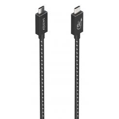 AISENS Cable USB4 Gen3x2 Aluminio 40Gbps 8K@60Hz 5A 48V 240W E-Mark, Tipo USB-C/M-USB-C/M, Negro, 0.5m