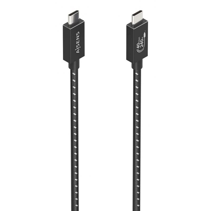 aisens-cable-usb4-gen3x2-aluminio-40gbps-8k@60hz-5a-48v-240w-e-mark-tipo-usb-c-m-usb-c-m-negro-05m