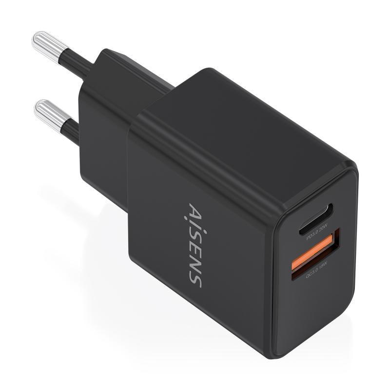 aisens-cargador-gan-20w-1xusb-c-pd30-1xusb-a-qc30-negro