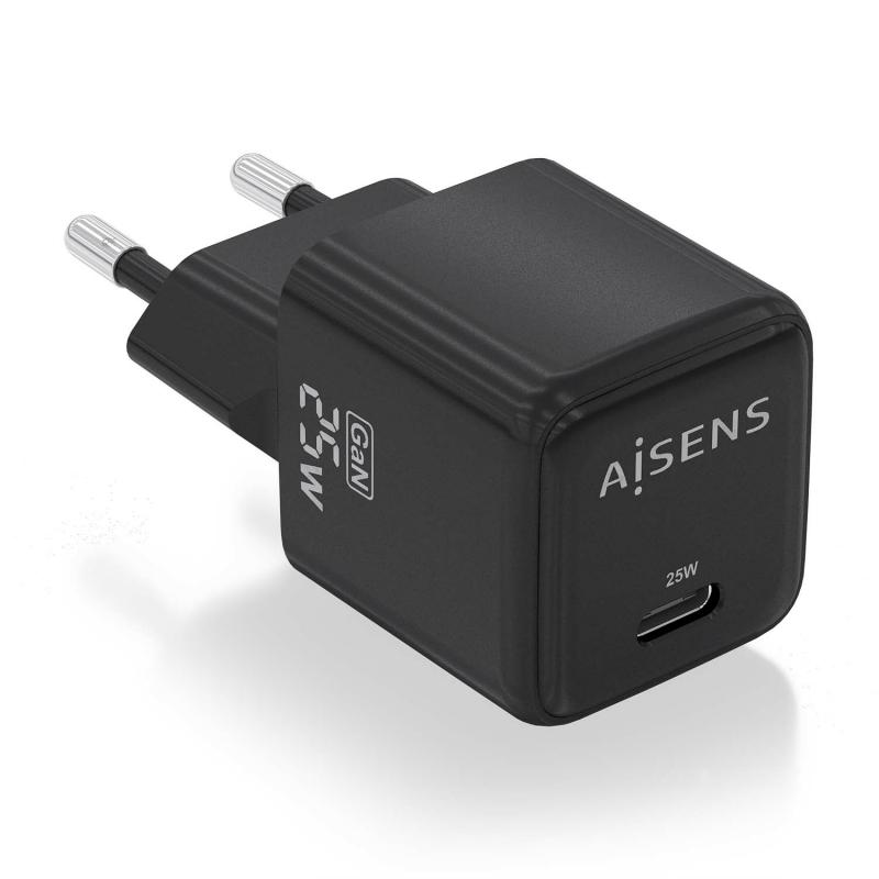 aisens-cargador-gan-25w-1xusb-c-pd30-qc40-negro