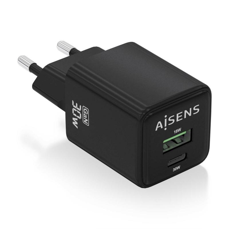 aisens-cargador-gan-30w-1xusb-c-pd30-qc40-1xusb-a-qc30-negro