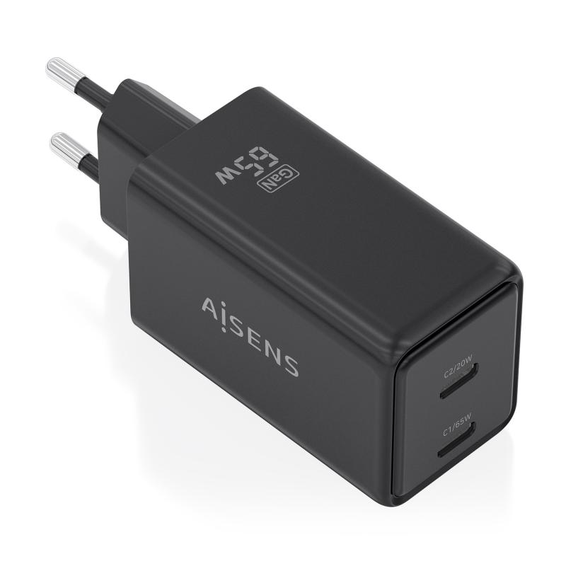 aisens-cargador-gan-65w-2xusb-c-pd30-qc40-negro