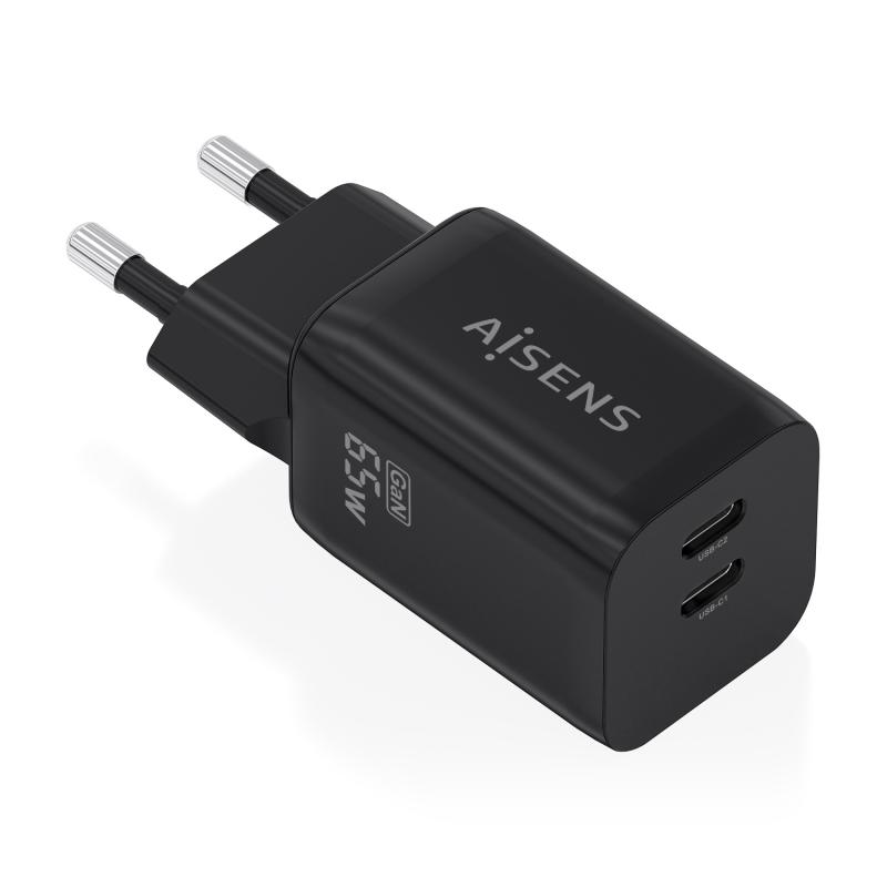 aisens-cargador-gan-65w-2xusb-c-pd30-qc40-negro