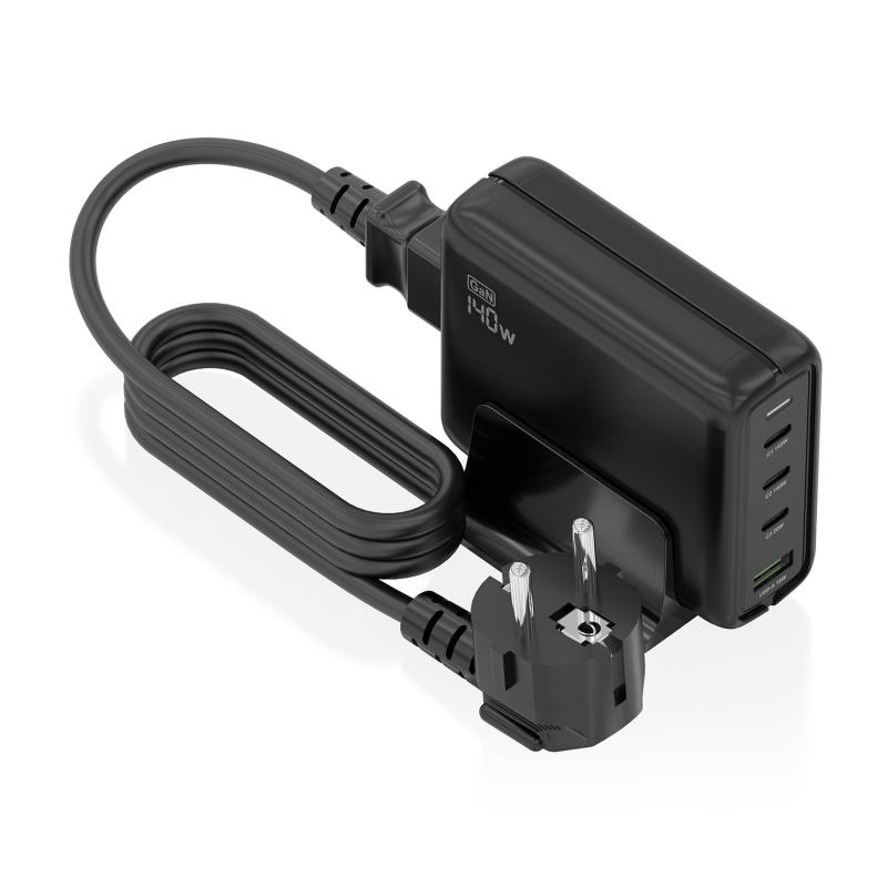 aisens-cargador-sobremesa-gan-140w-3x-usb-c-pd31-qc40-qc50-1x-usb-a-qc30-negro