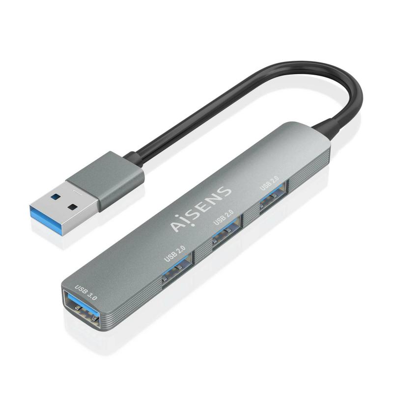 aisens-hub-usb-30-aluminio-1xusb30-a-h3xusb20-a-h-gris-10cm