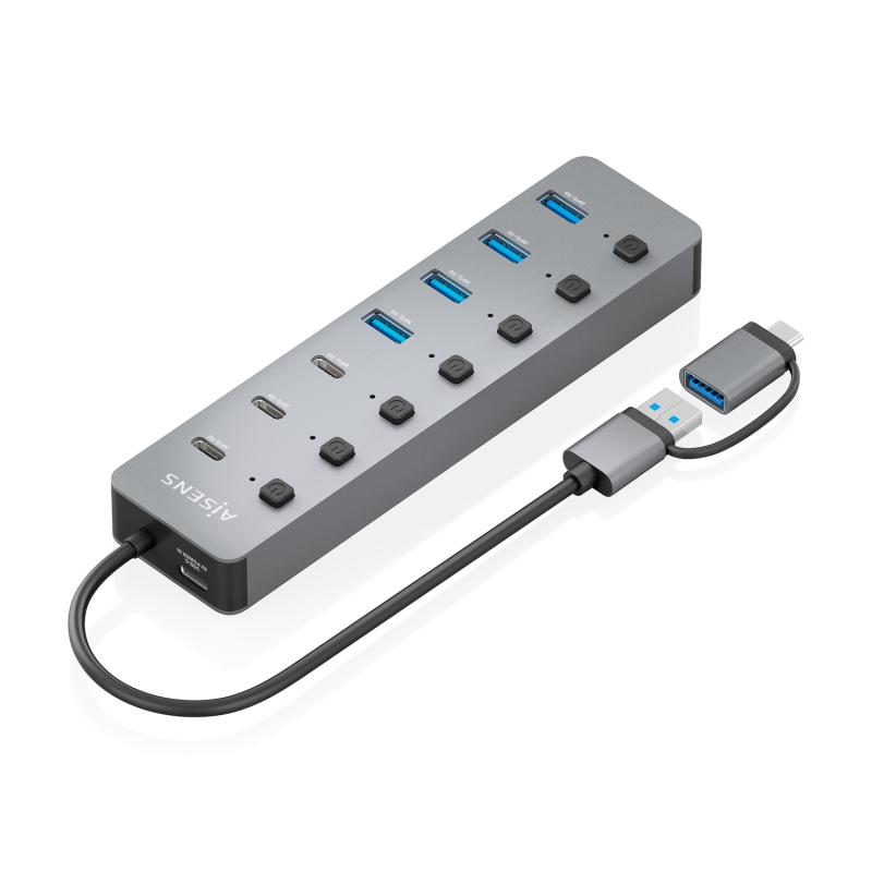 aisens-hub-usb31-gen1-usb-c-usb-a-usb-c-musb-a-m-4xusb-a-h3xusb-c-h1xusb-c-h-alim-gris-30cm