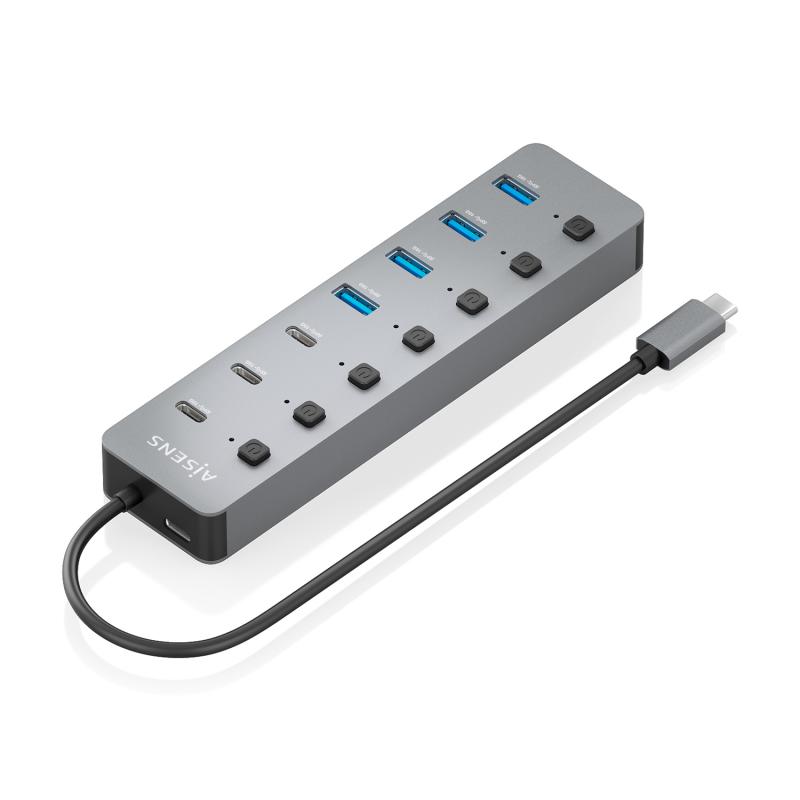 aisens-hub-usb32-gen2-10g-usb-c-usb-c-m-4xusb-a-h3xusb-c-h1xusb-c-h-pd30-100w-gris-30cm