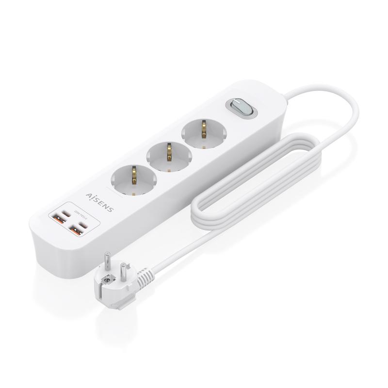aisens-regleta-de-enchufes-multifuncion-con-3-tomas-cargador-pd30-20w-2xusb-c-2xusb-a-14m-blanco