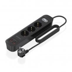 AISENS Regleta de Enchufes Multifuncion con 3 Tomas + Cargador PD3.0 20W 2xUSB-C, 2xUSB-A, 1.4m, Negro