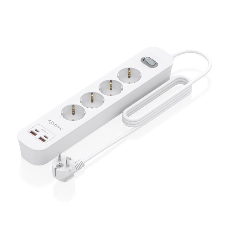 aisens-regleta-de-enchufes-multifuncion-con-4-tomas-cargador-pd30-20w-2xusb-c-2xusb-a-14m-blanco