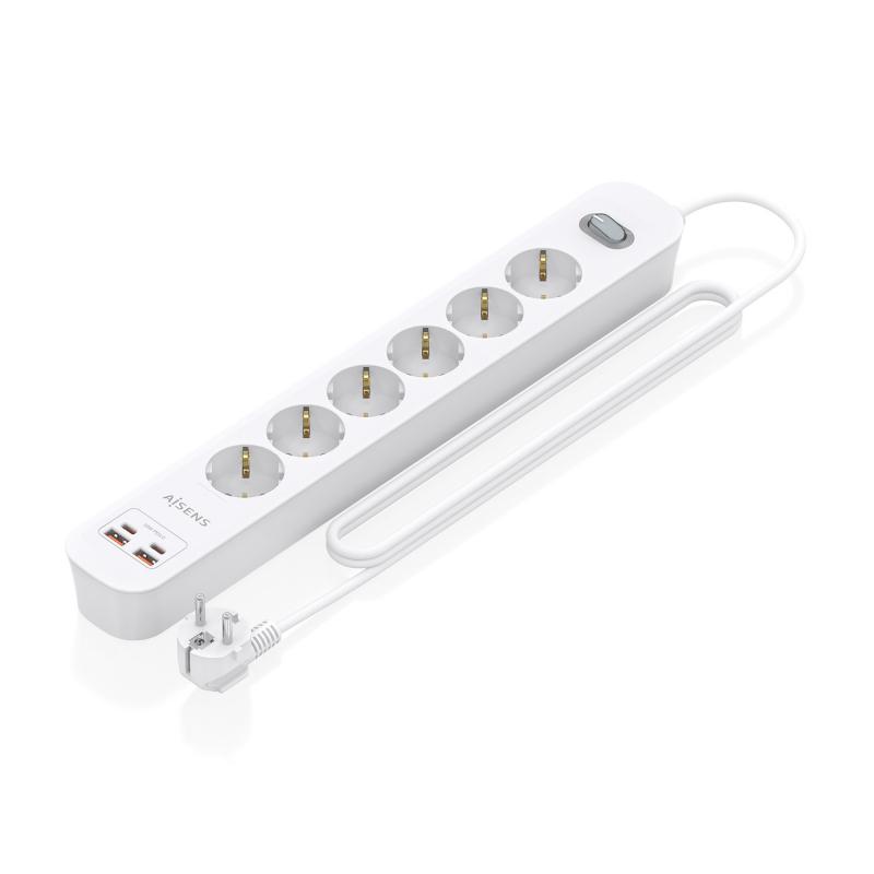 aisens-regleta-de-enchufes-multifuncion-con-6-tomas-cargador-pd30-20w-2xusb-c-2xusb-a-14m-blanco
