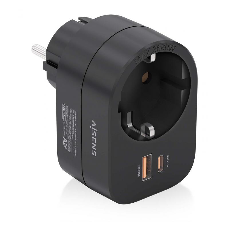 aisens-regleta-de-pared-multifuncion-con-1-toma-1xusb-c-20w-pd30-1xusb-a-20w-qc30-negro