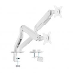 AISENS Soporte de Mesa Eco Contrapeso Giratorio e Inclinable para Monitor/TV 9kg (3 PIVOTES, 2 BRAZOS) de 17-32, Blanco