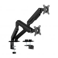 AISENS Soporte de Mesa Eco Contrapeso Giratorio e Inclinable para Monitor/TV 9kg (3 Pivotes, 2 Brazos) de 17-32, Negro