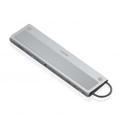 AISENS USB-C Dock 12 en 1, USB-C a 2xHDMI, 1xDisplayPort, 1xRJ45, 3xUSB-A, 1xUSB-C, 1xUSB-C PD, 1xSD, 1xMicro SD, 1xAudio, Gris, 30cm