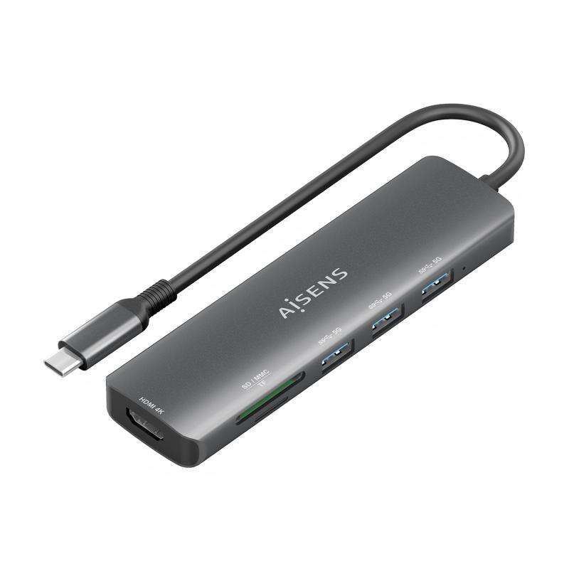 aisens-usb-c-dock-6-en-1-usb-c-a-1x-hdmi-3x-usb-a-1x-sd-1x-microsd-gris-15cm