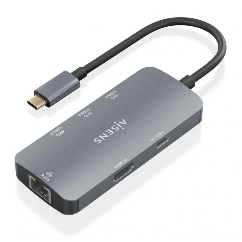 aisens-usb-c-dock-6-en-1-usb-c-a-1xhdmi-1xrj45-3xusb-a-1xusb-c-pd-gris-15cm