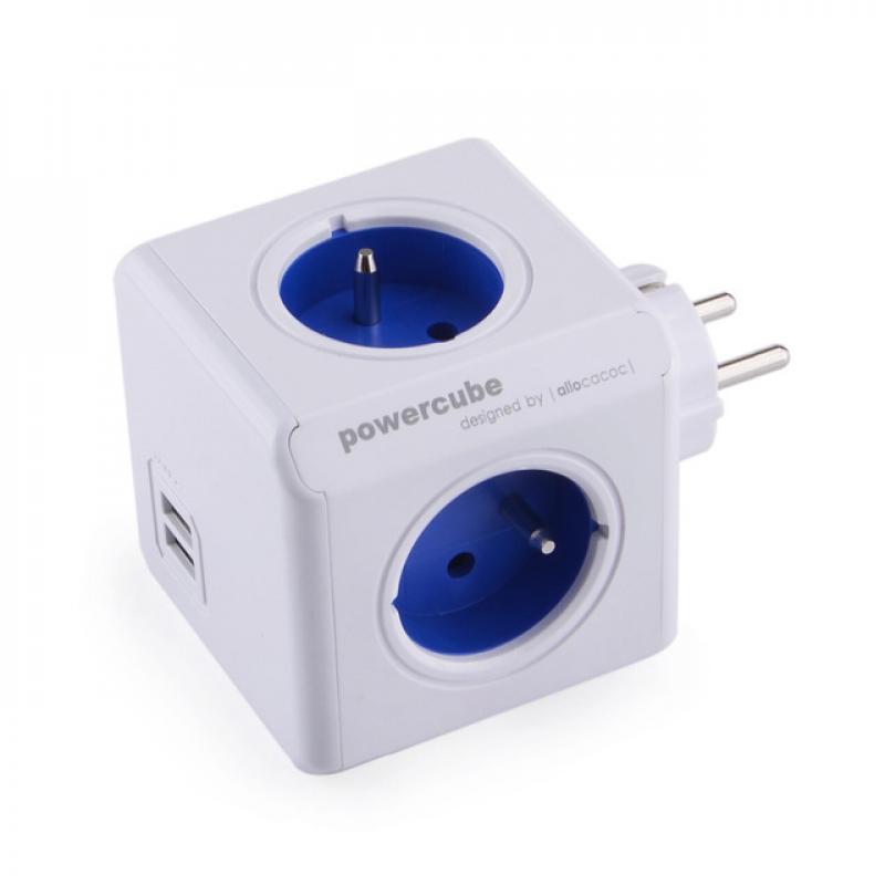 allocacoc-powercube-original-usb-e-base-multiple-4-salidas-ac-azul-blanco