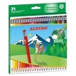 Alpino Lapices De Colores Alpino Borrable Estuche De 24 Con Goma