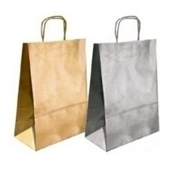 Andina Bolsa De Papel Andina Kraft Liso 24X32X10 Cm Plata Paquete De 50