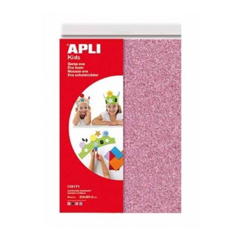 Apli Kids Goma Eva Purpurina A4 Colores Surtidos 4H (BL, NE, ROS, AZ)