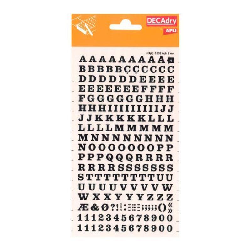 APLI Letras&Numeros Transfer. Negras 6mm-1H