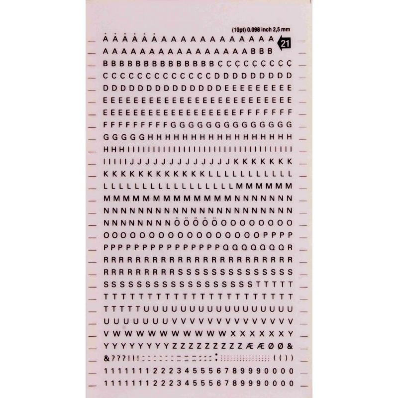 APLI Letras&Numeros Transfer. Negras 2.5mm-1H