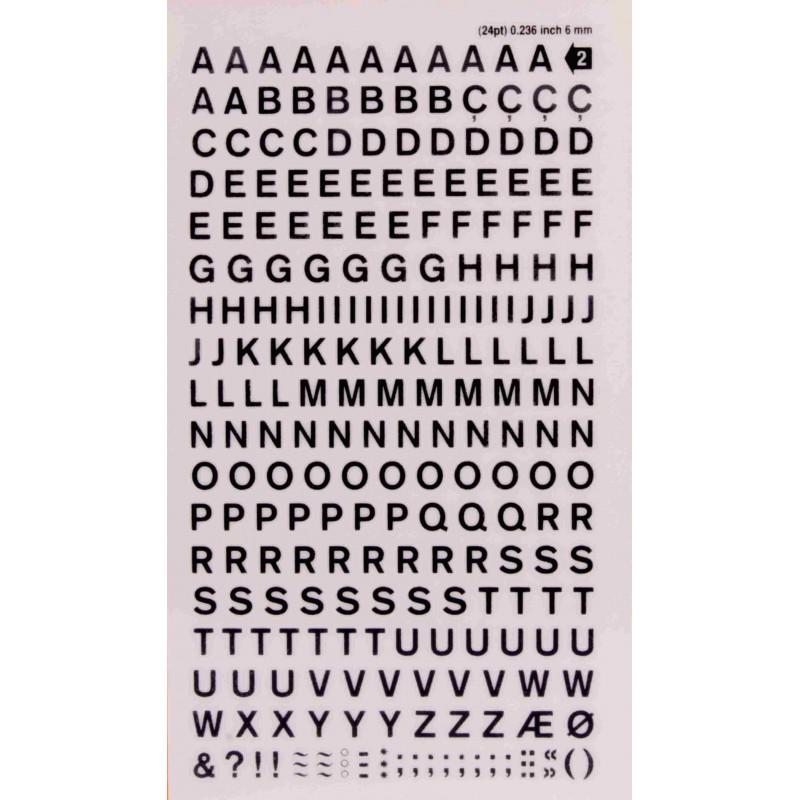 APLI Letras Transferibles Negras 6 mm - 1Hoja