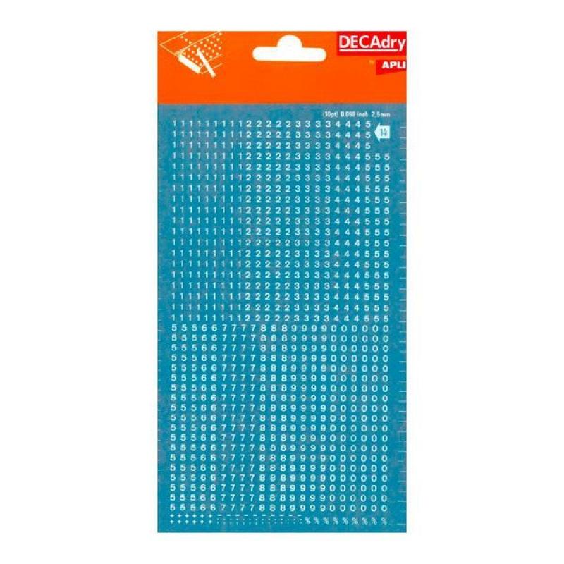 APLI Numeros Transferibles Blancos 2.5mm -1H