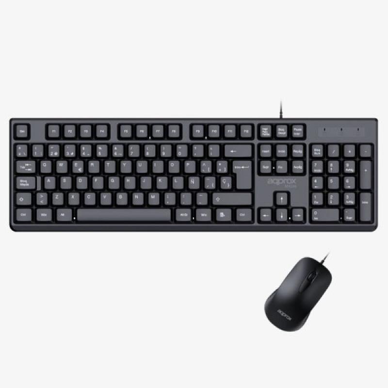 approx-appmx245-teclado-raton-incluido-universal-usb-qwerty-espanol-negro