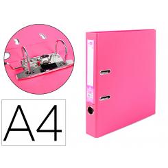 Archivador de palanca LIDERPAPEL A4 documenta forrado PVC con rado lomo 52 mm rosa compresor metalico