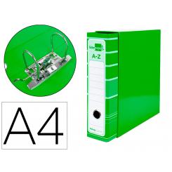 Archivador de palanca LIDERPAPEL A4 filing system forrado s/rado lomo 80mm verde con caja y compresor metalico
