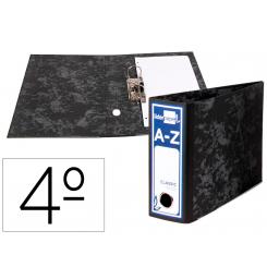 Archivador de palanca LIDERPAPEL cuarto apaisado classic blue s/rado lomo 80mm negro compresor metalico