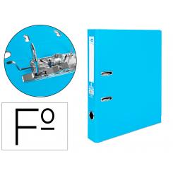 Archivador de palanca LIDERPAPEL folio documenta forrado PVC con rado lomo 52 mm celeste compresor metalico