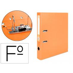 Archivador de palanca LIDERPAPEL folio documenta forrado PVC con rado lomo 52 mm naranja compresor metalico