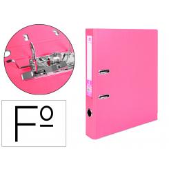 Archivador de palanca LIDERPAPEL folio documenta forrado PVC con rado lomo 52 mm rosa compresor metalico