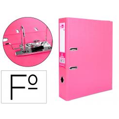 Archivador de palanca LIDERPAPEL folio documenta forrado PVC con rado lomo 75 mm rosa compresor metalico