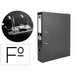 Archivador de palanca LIDERPAPEL folio documenta forrado PVC con rado lomo 75mm negro compresor metalico