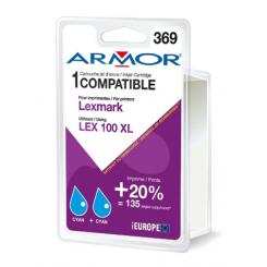 Armor Tinta CoMPatible Pack 2 Lexmark 100XL 2C Cyan