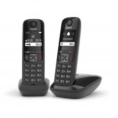 AS690 Duo Teléfono DECT/analógico Identificador de llamadas Negro