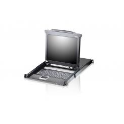 ATEN Consola LCD single rail con switch KVM integrado VGA PS/2-USB de 8 puertos