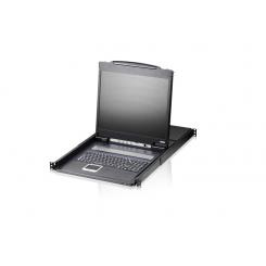 ATEN Consola LCD single rail con switch KVM integrado VGA PS/2-USB de 8 puertos